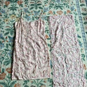 Vintage 50s 60s pink cocktail dress with matching sash